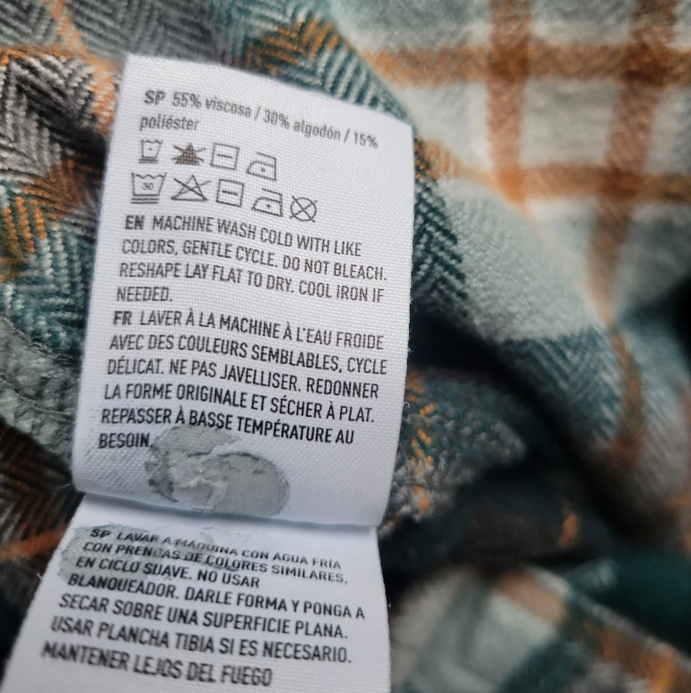 American Eagle Green Plaid Flannel Classic Fit Heavyweight Shirt Mens Size M - Picture 6 of 7